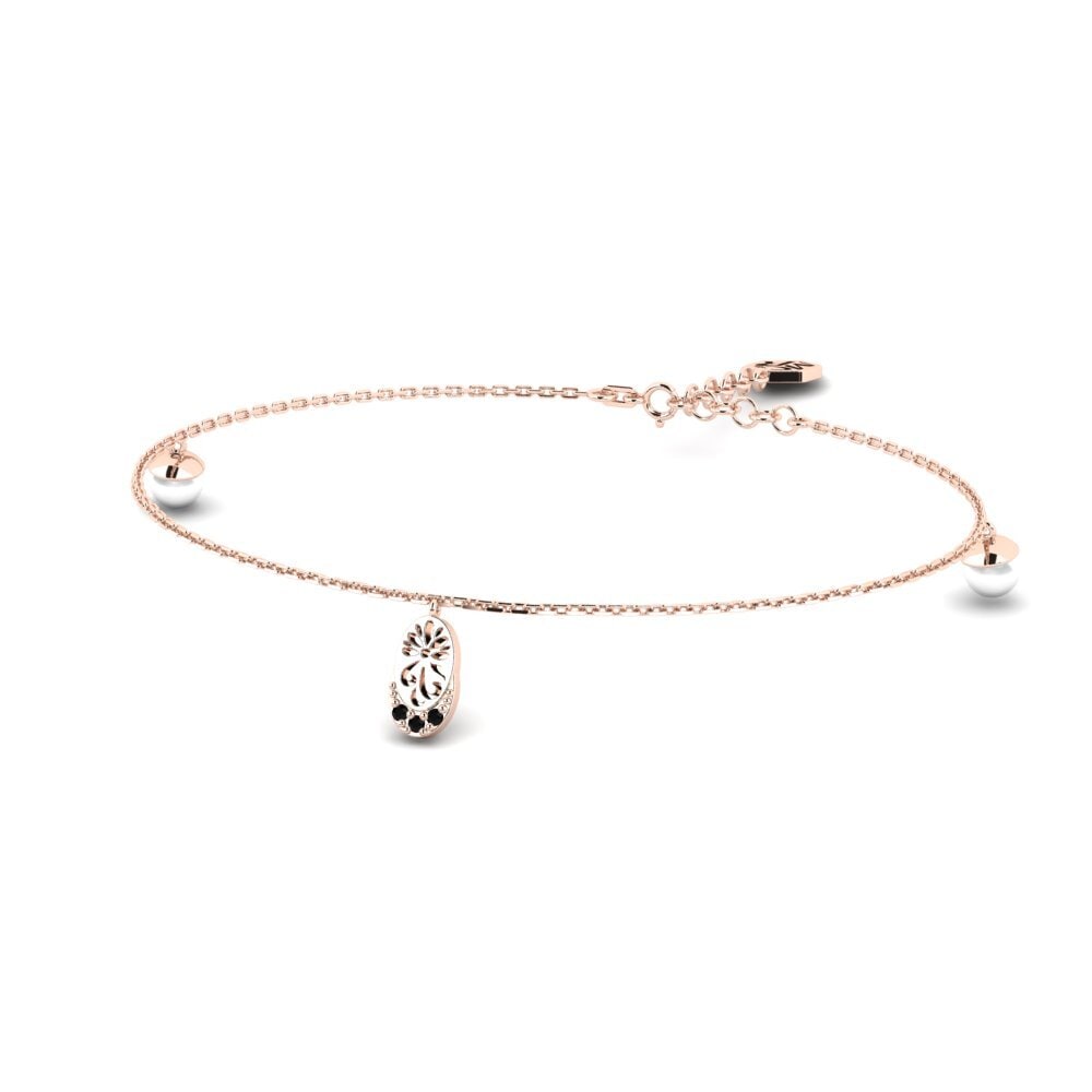 14ct Rose Gold Black Diamond Women's Bracelet Warnan