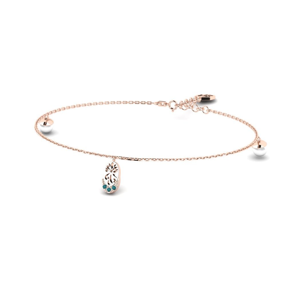 14ct Rose Gold Blue Diamond Women's Bracelet Warnan