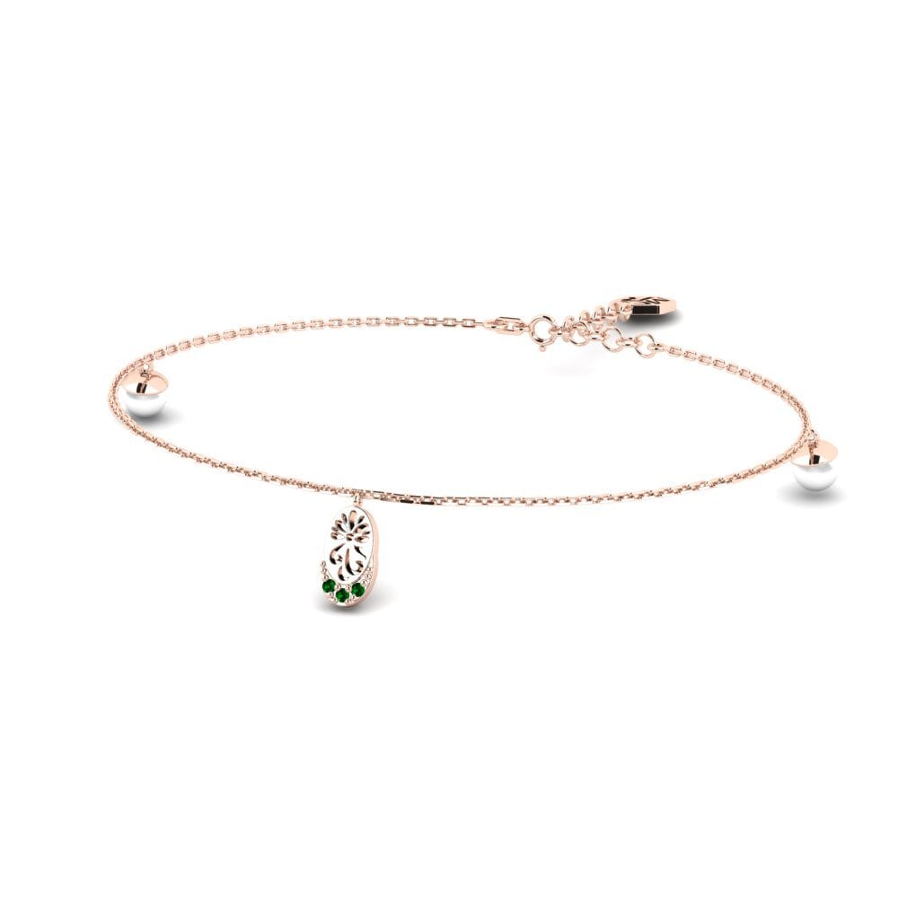 Rotgold 375 Grüner Zirkonia Damen armband Warnan