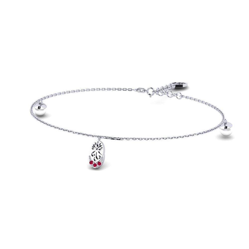 Vàng Trắng 14K Đá Ruby / Hồng Ngọc Vòng tay nữ Warnan