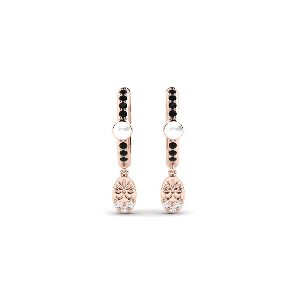 Rotgold 375 Schwarzer Onyx Damen ohrring Yvoty