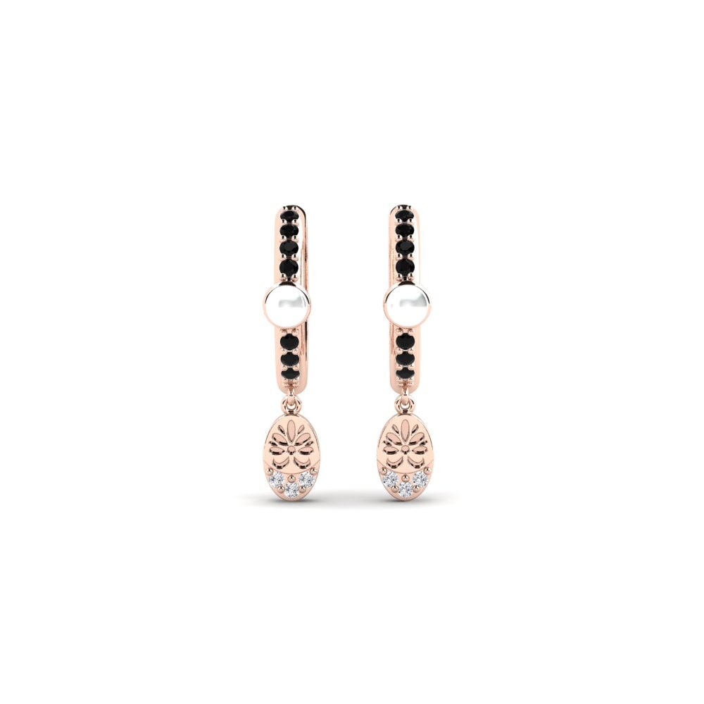 14ct Rose Gold Black Diamond Women's Earring Yvoty