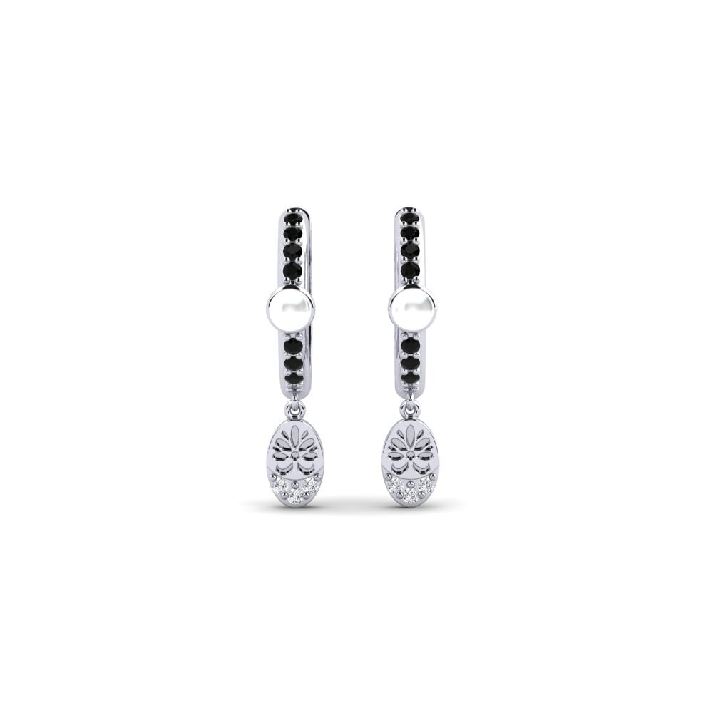 14ct White Gold Black Diamond Women's Earring Yvoty