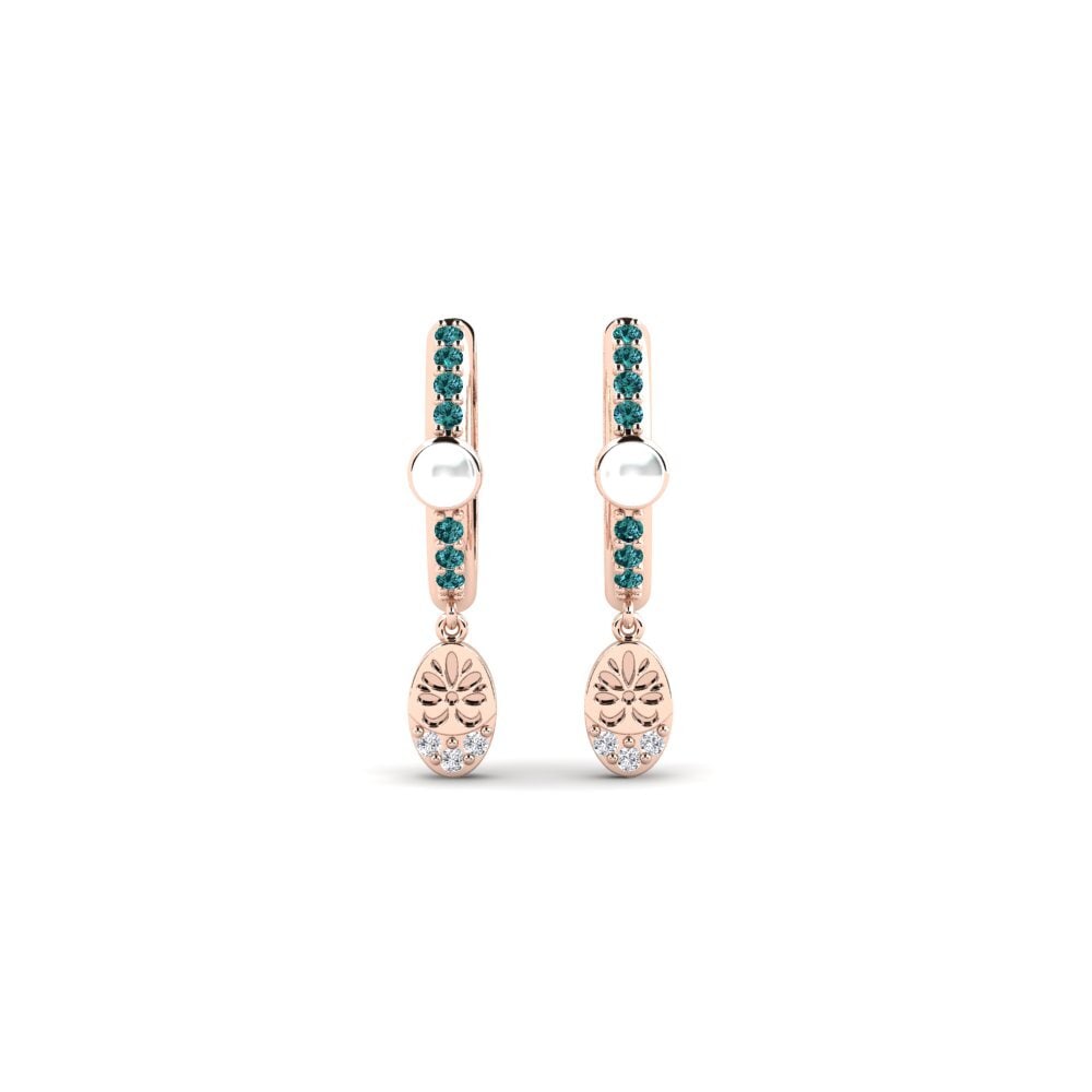 Rotgold 750 Blauer Diamant Damen ohrring Yvoty