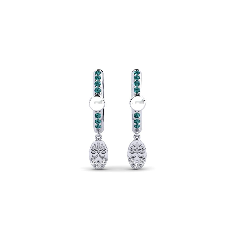 Weißgold 585 Blauer Diamant Damen ohrring Yvoty