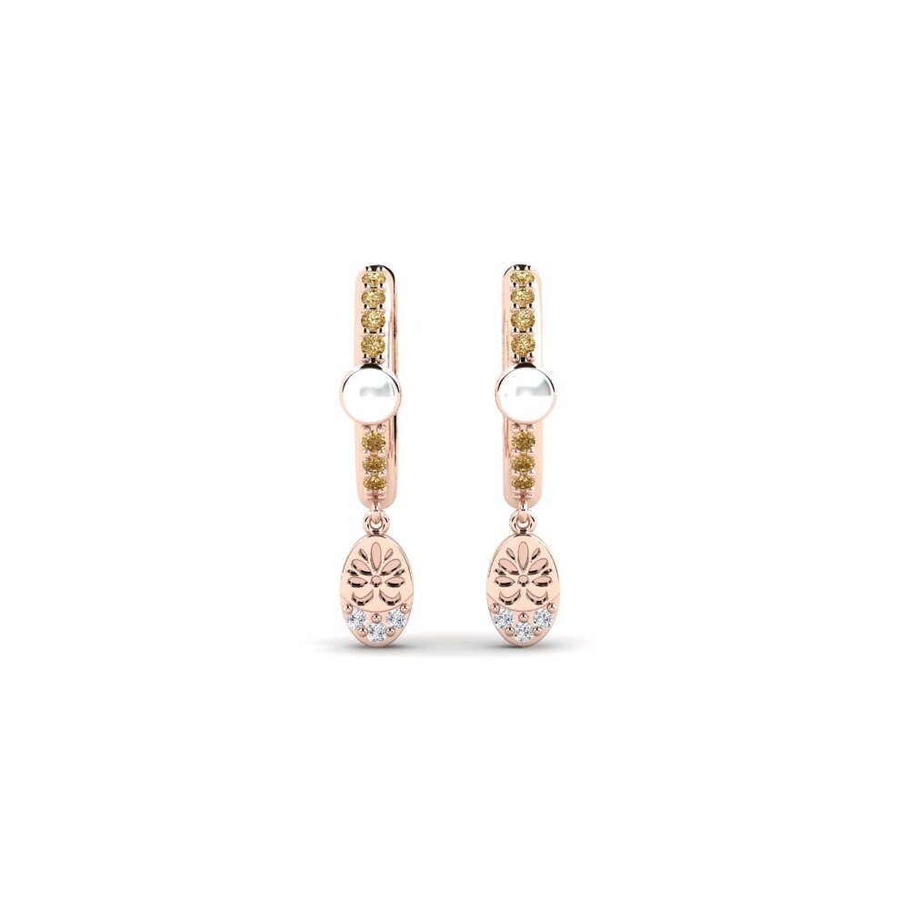 Rotgold 750 Brauner Diamant Damen ohrring Yvoty