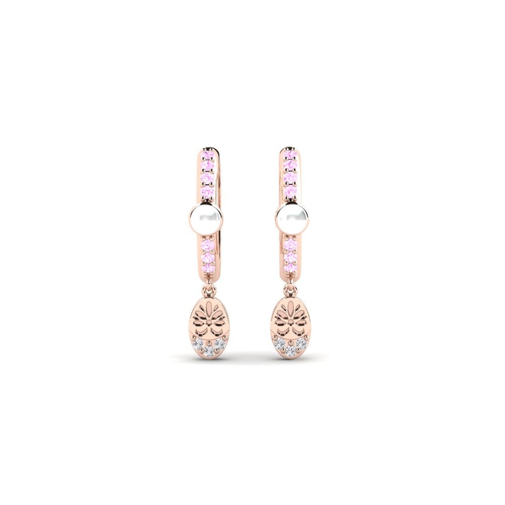 Rotgold 375 Rosa Saphir Damen ohrring Yvoty