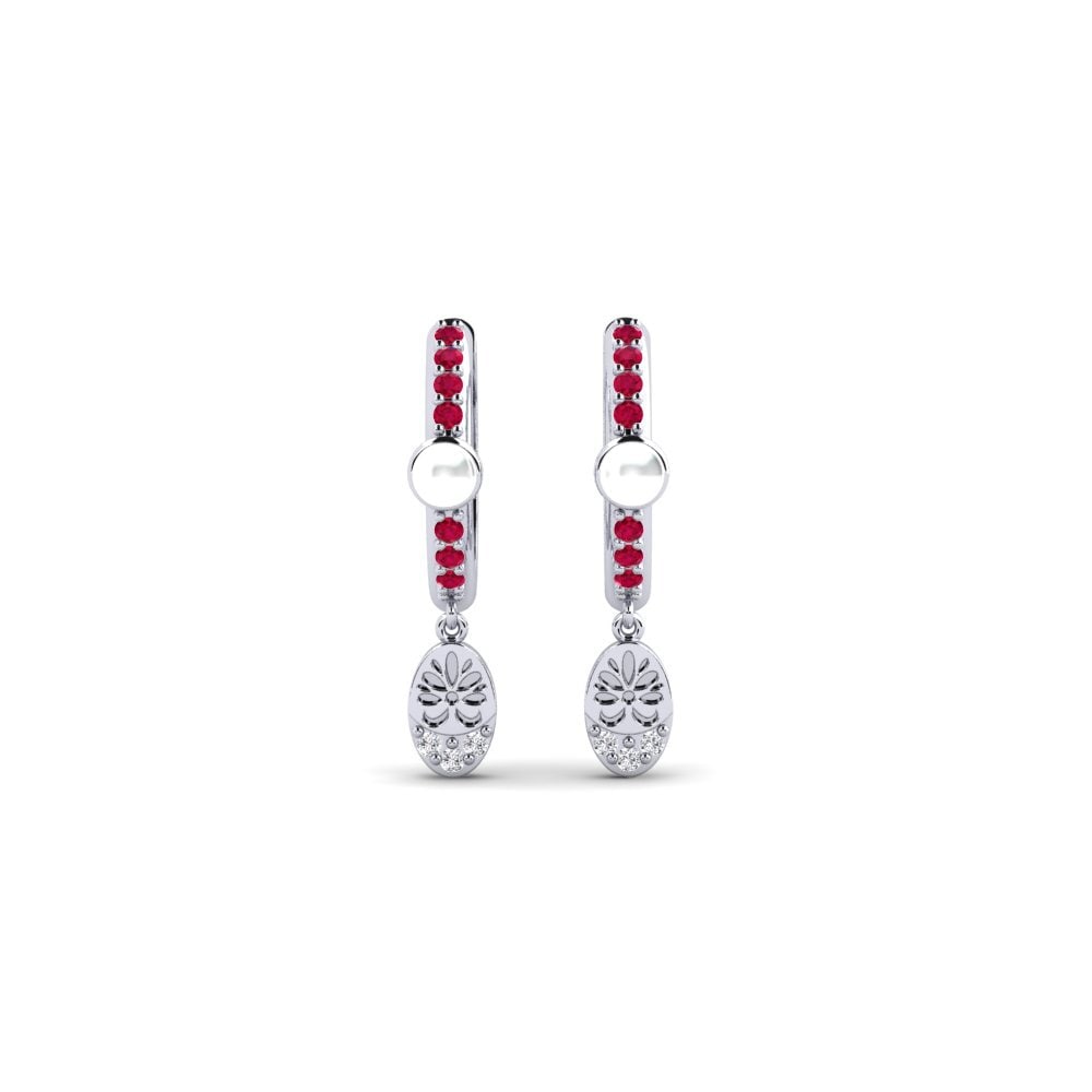 14ct White Gold Ruby Women's Earring Yvoty