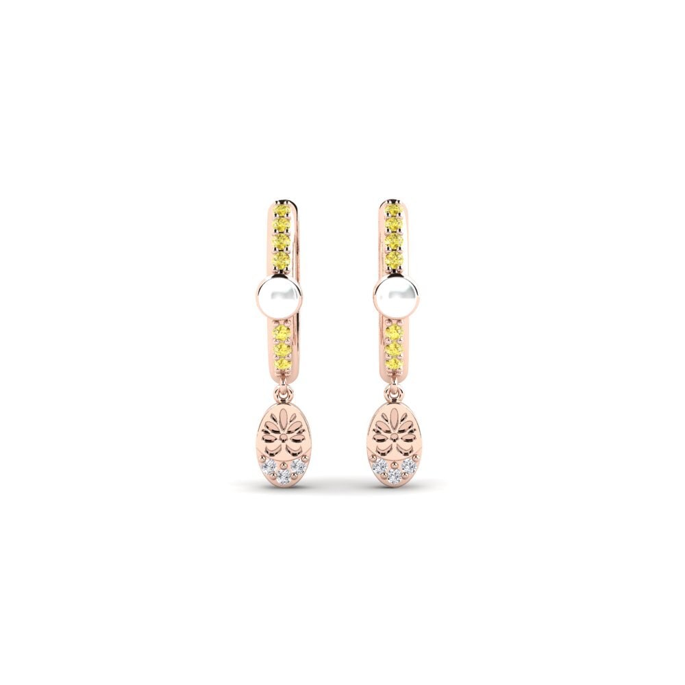 Rotgold 585 Gelber Saphir Damen ohrring Yvoty