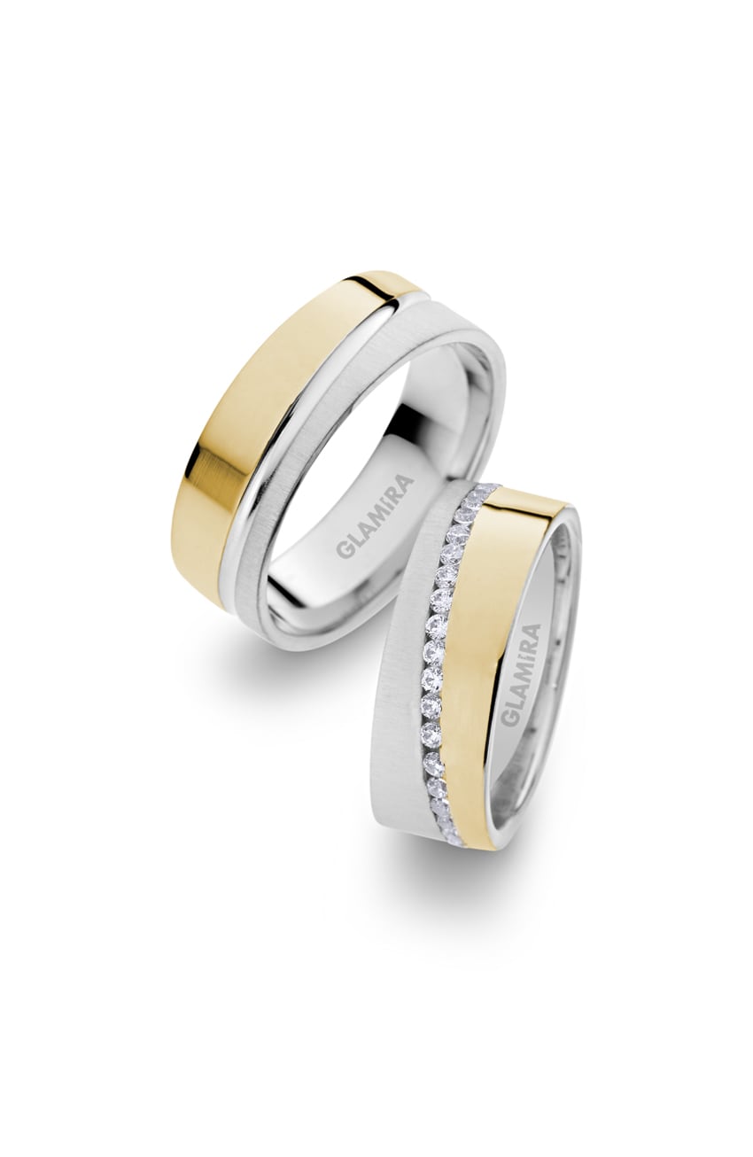 9K Wit & Geel Trouwring Elegant Aura