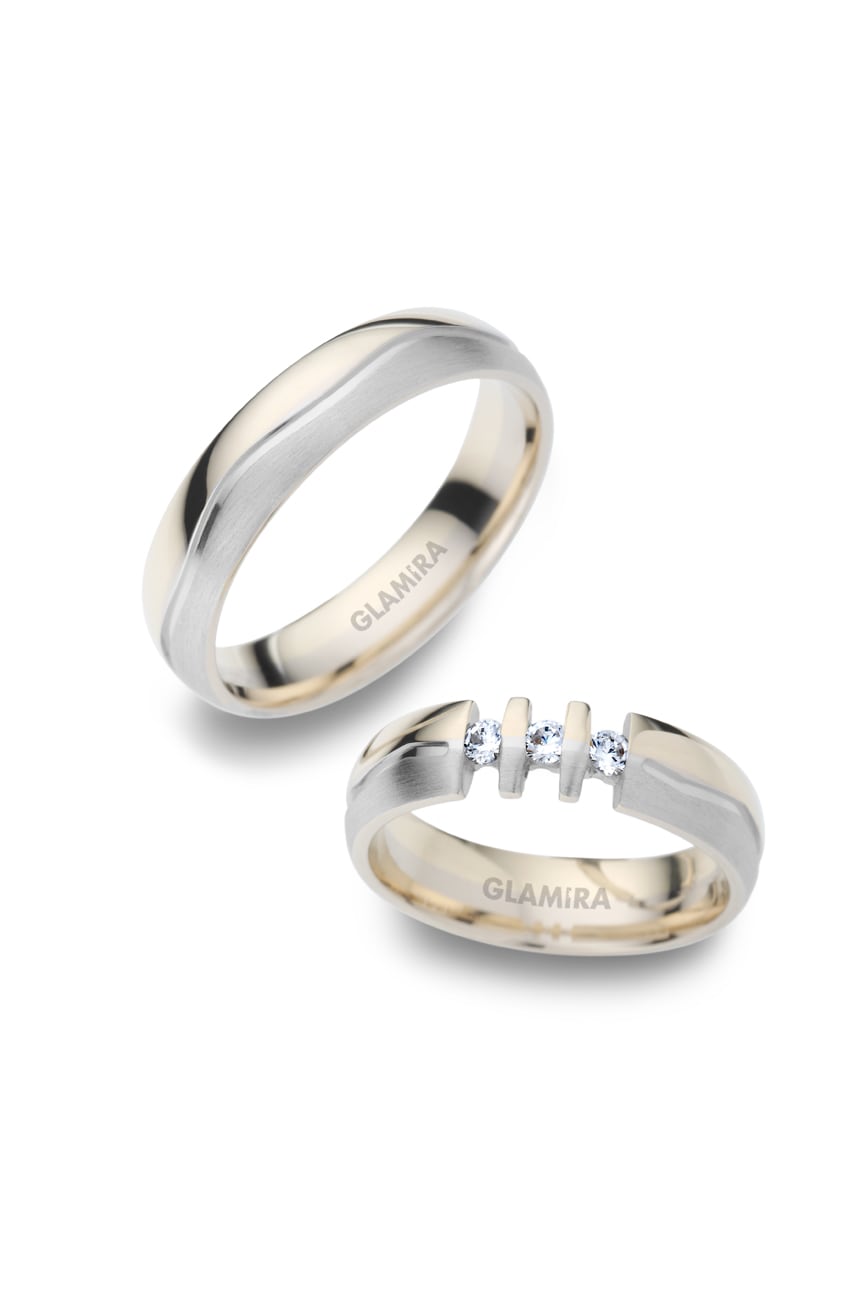 9K Wit & Geel Trouwring Amazing Dimension Basic
