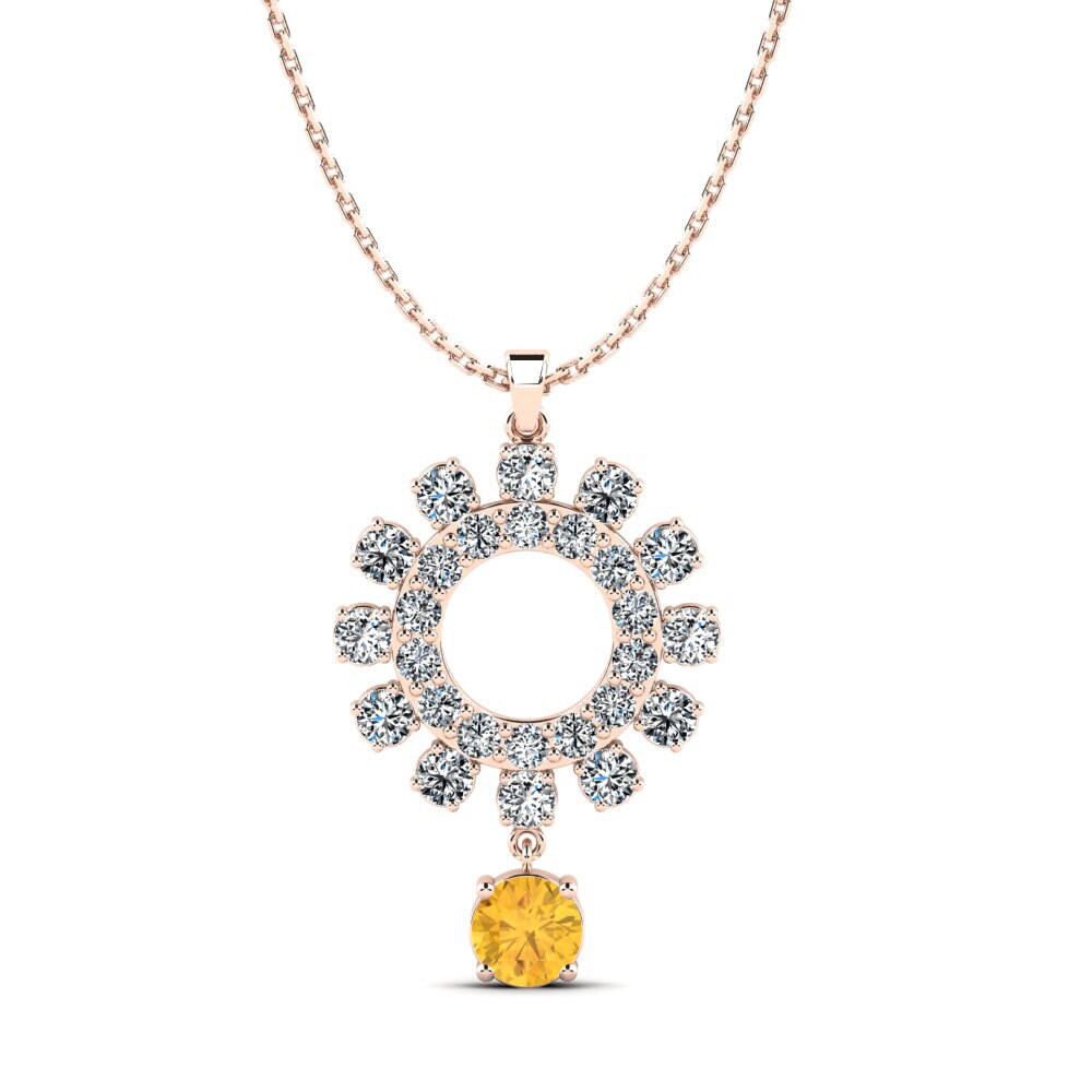 9k Rose Gold Citrine Women's Pendant Ahmose