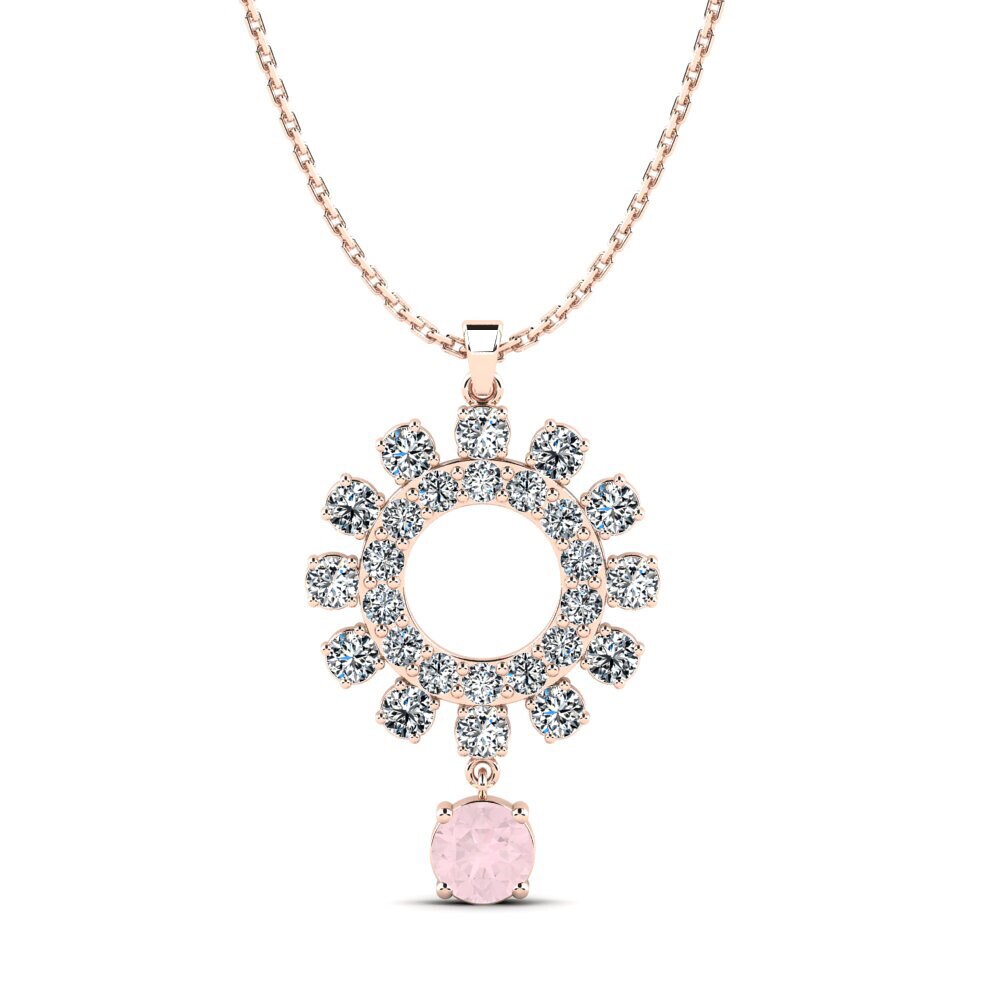 9k Rose Gold Rose Quartz Women's Pendant Ahmose