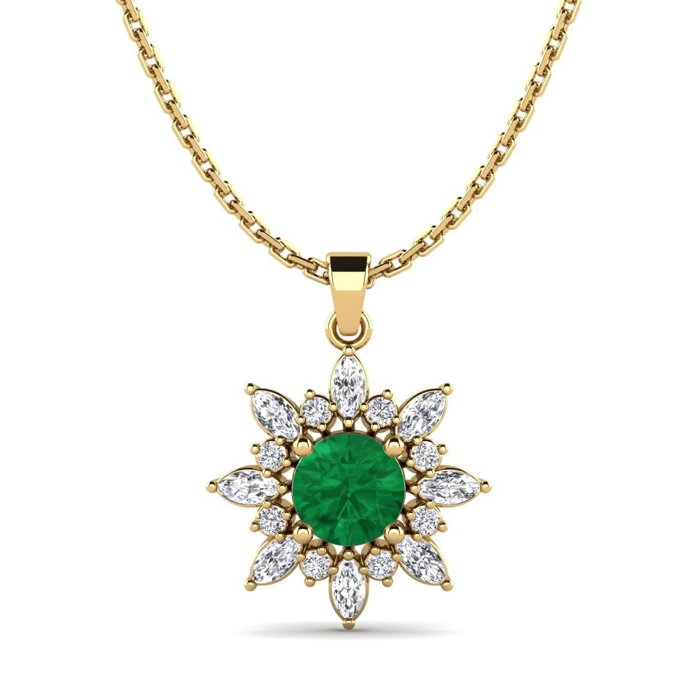 14k Yellow Gold Emerald (Lab Created) Women's Pendant Jayson