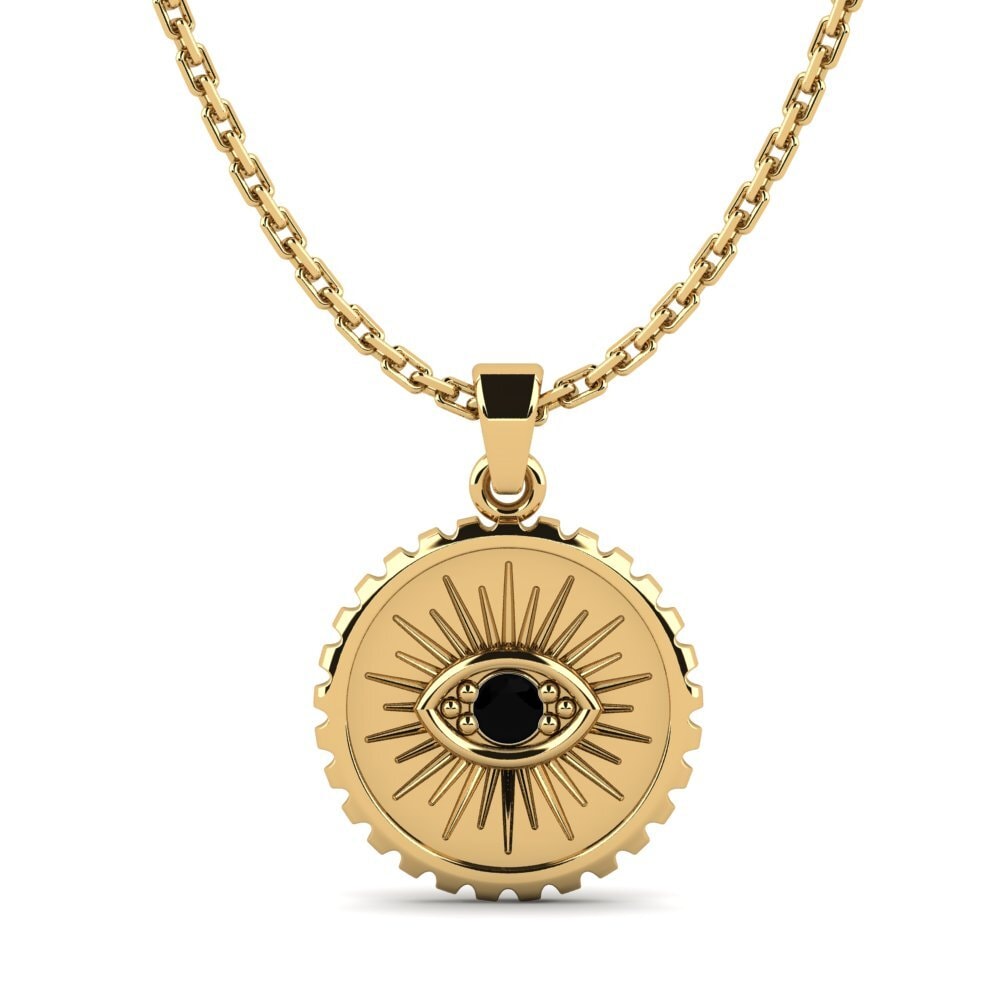 14k Yellow Gold Black Sapphire Women's Pendant Plevna