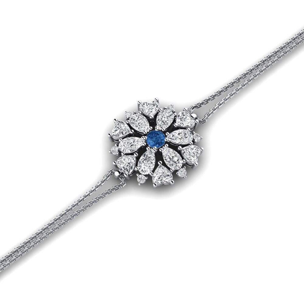 White Silver Dark Blue Zirconia Women's Bracelet Agrafena