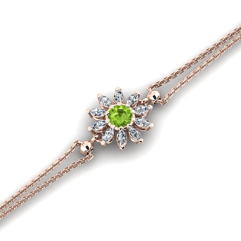 9ct Rose Gold Peridot Women's Bracelet Gland