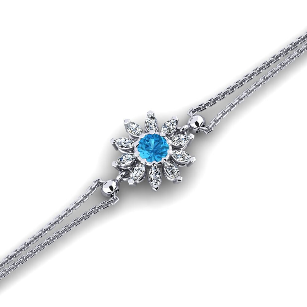 9ct White Gold Blue Topaz Women's Bracelet Gland