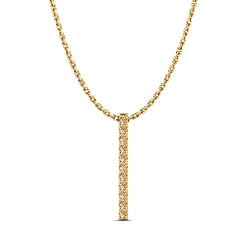 14k Yellow Gold Brown Diamond Women's Necklace Annsi