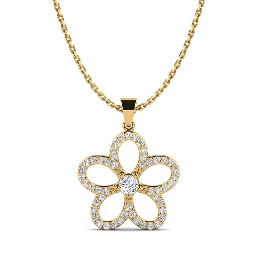 Ensemble Pendentif Et Boucles D'oreilles Diamants 0.48 Ct - Or Jaune 14k (585) - Taille Ronde, Clarté SI1 - Neuf Jisha