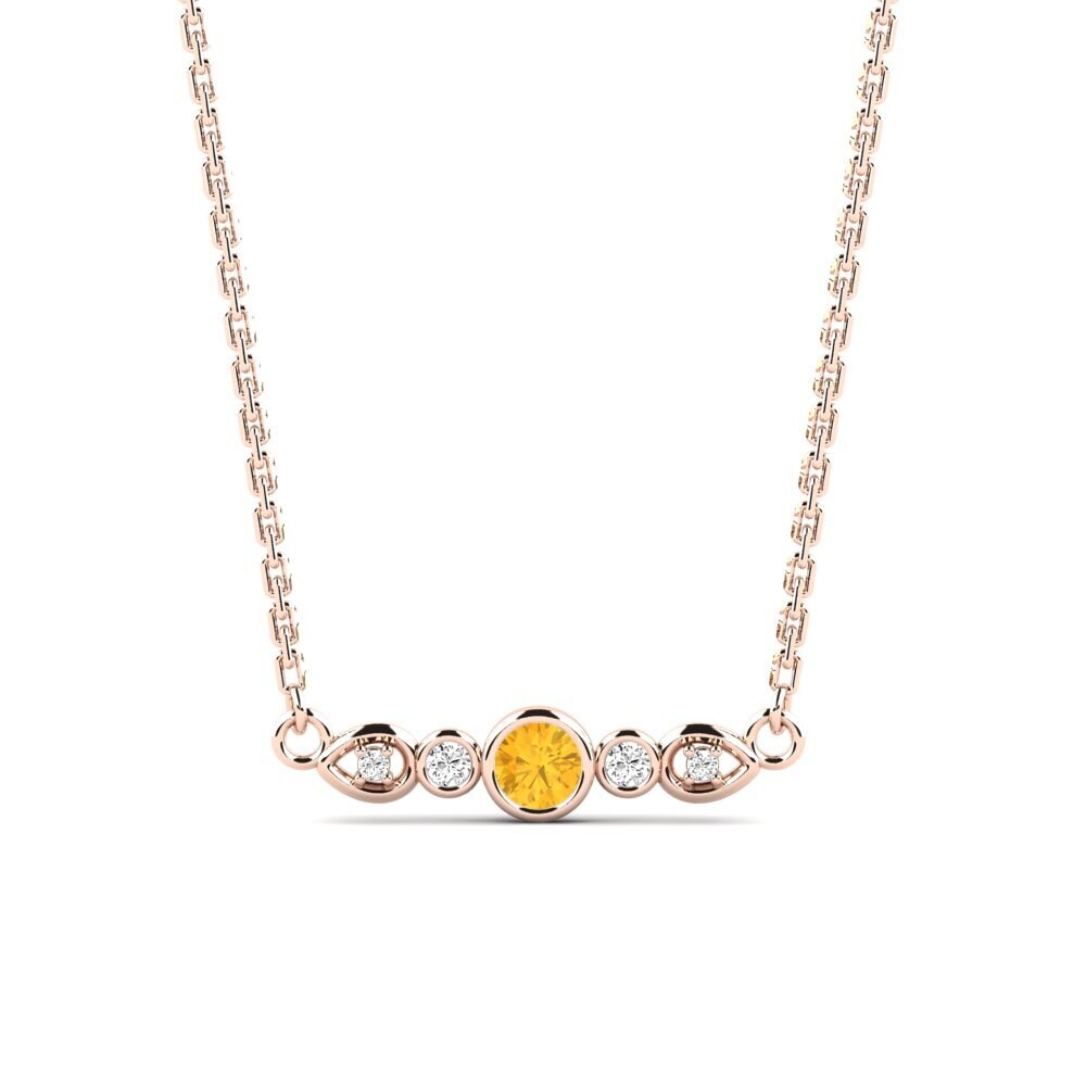 14k Oro Rosa Citrino Collar de Mujer Lau