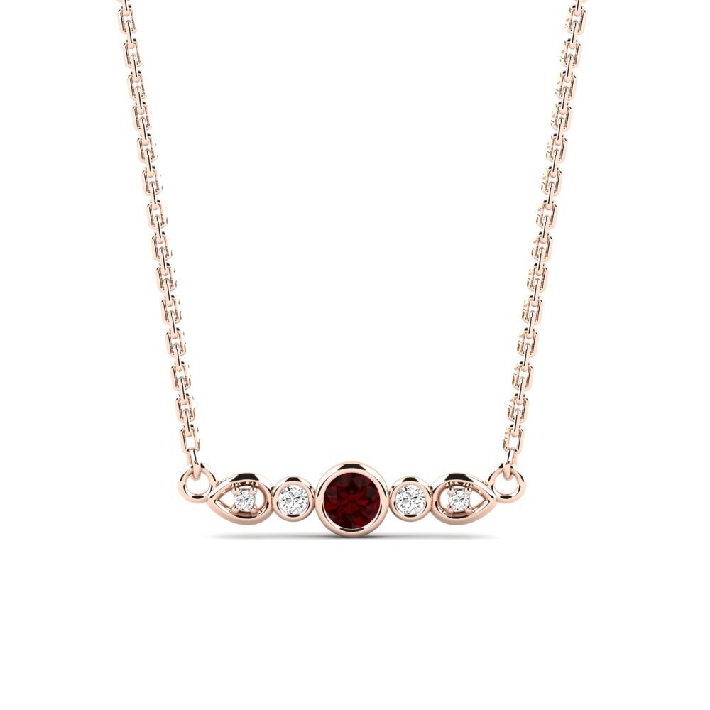 14k Oro Rosa Granate Collar de Mujer Lau
