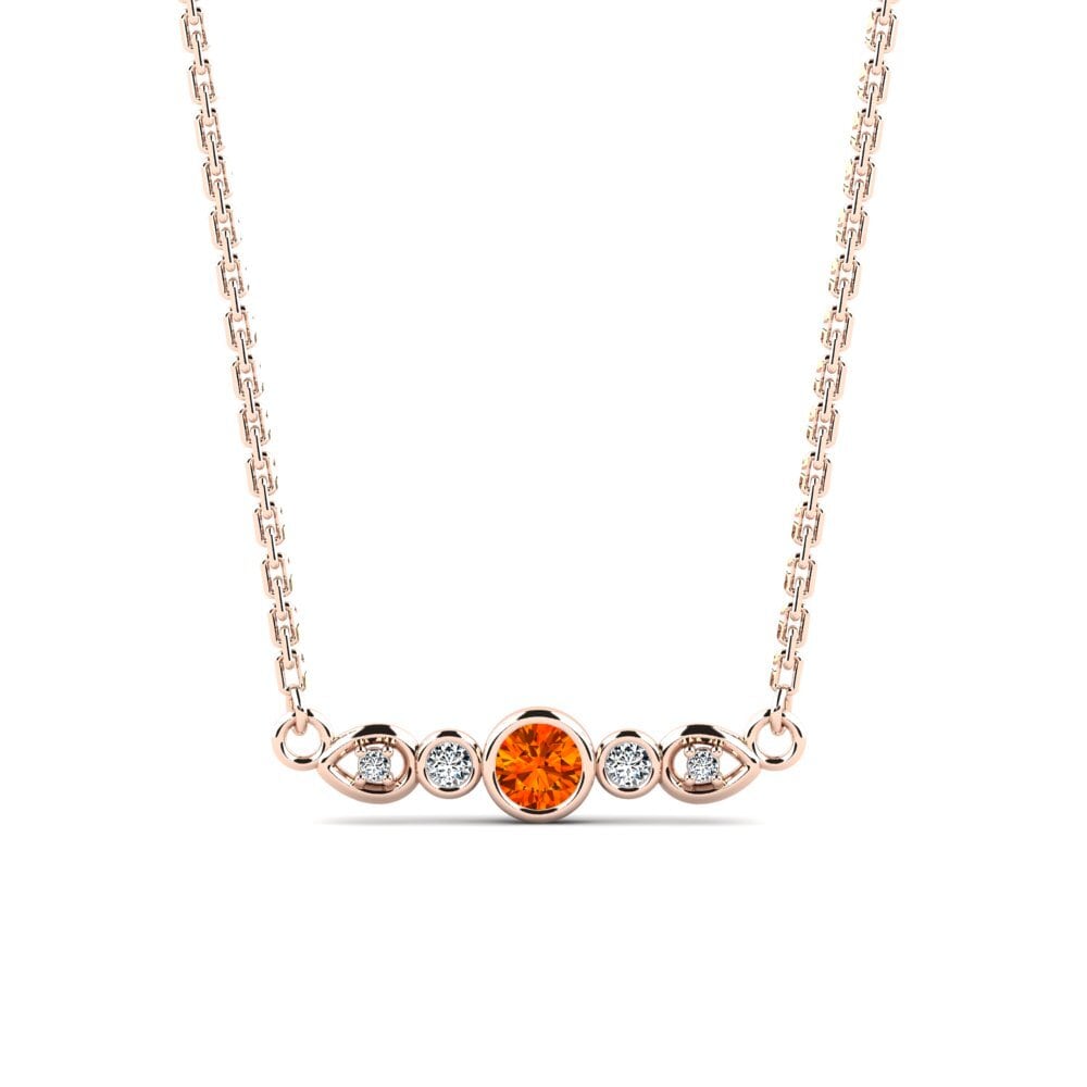 14k Oro Rosa Zafiro Naranja Collar de Mujer Lau