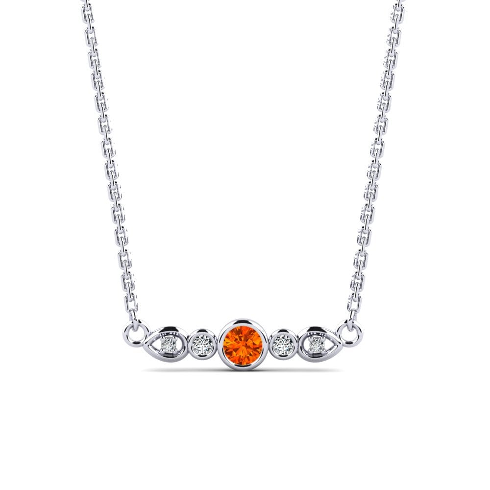 14k Oro Blanco Zafiro Naranja Collar de Mujer Lau