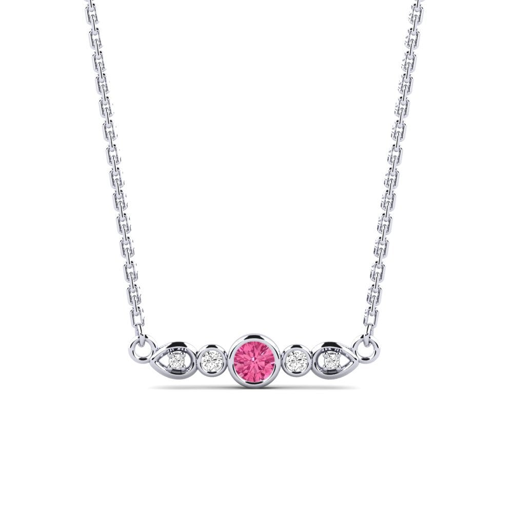Platino 950 Turmalina rosa Collar de Mujer Lau