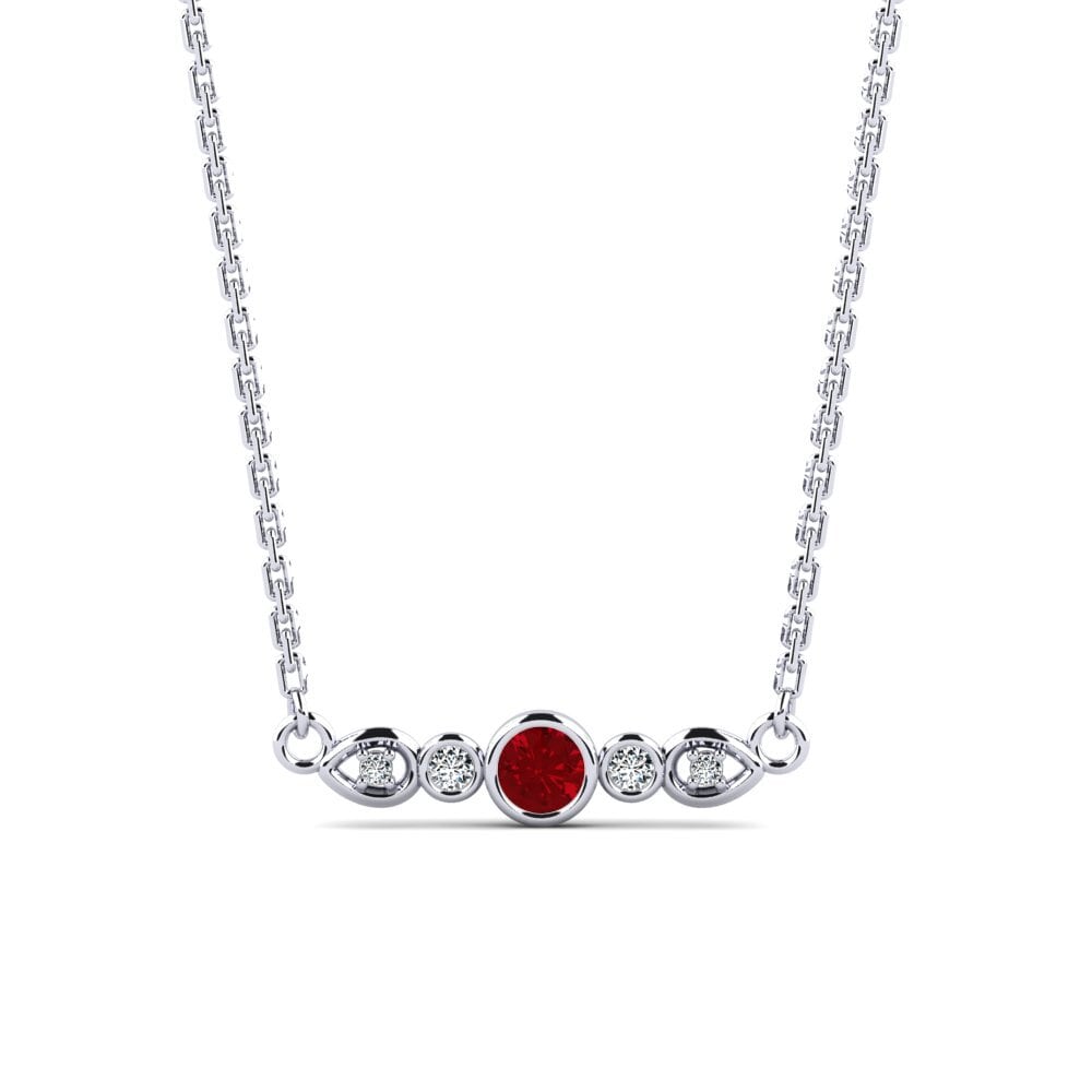 Platino 950 Circonita Roja Collar de Mujer Lau