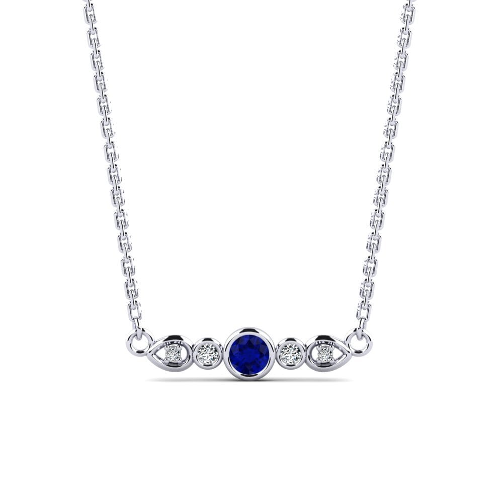 18k Oro Blanco Zafiro Collar de Mujer Lau