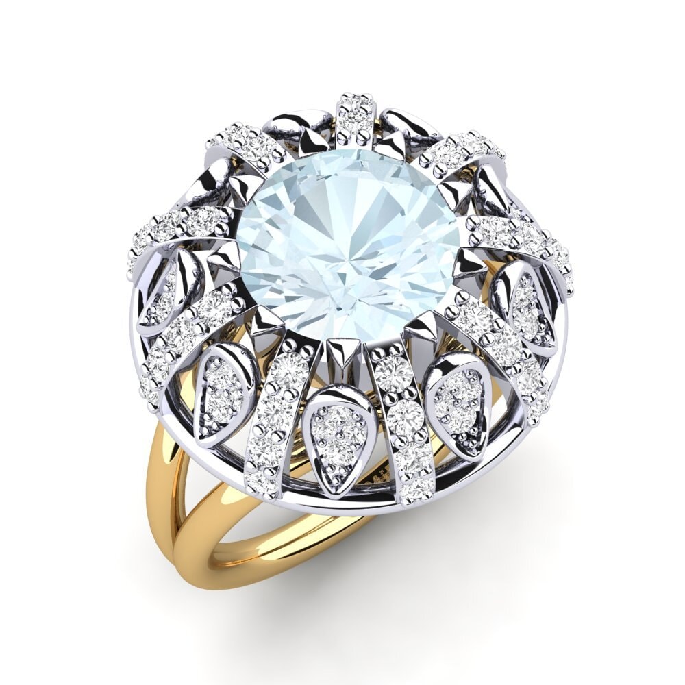 9k Oro Blanco & Amarillo Anillo de compromiso Cindie