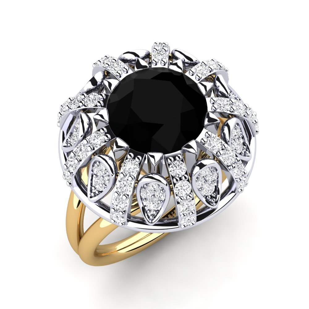 9k Oro Blanco & Amarillo Anillo de compromiso Cindie