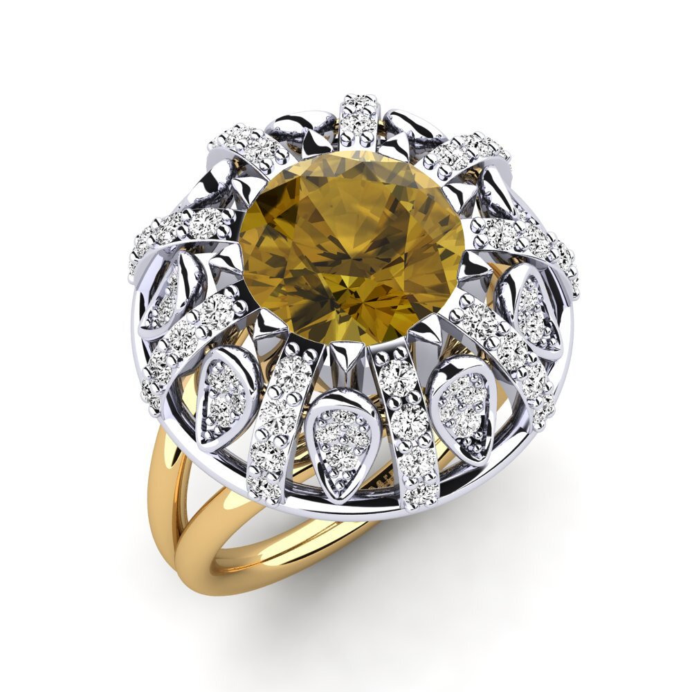 18ct White / Yellow Gold Brown Zircon Engagement Ring Cindie