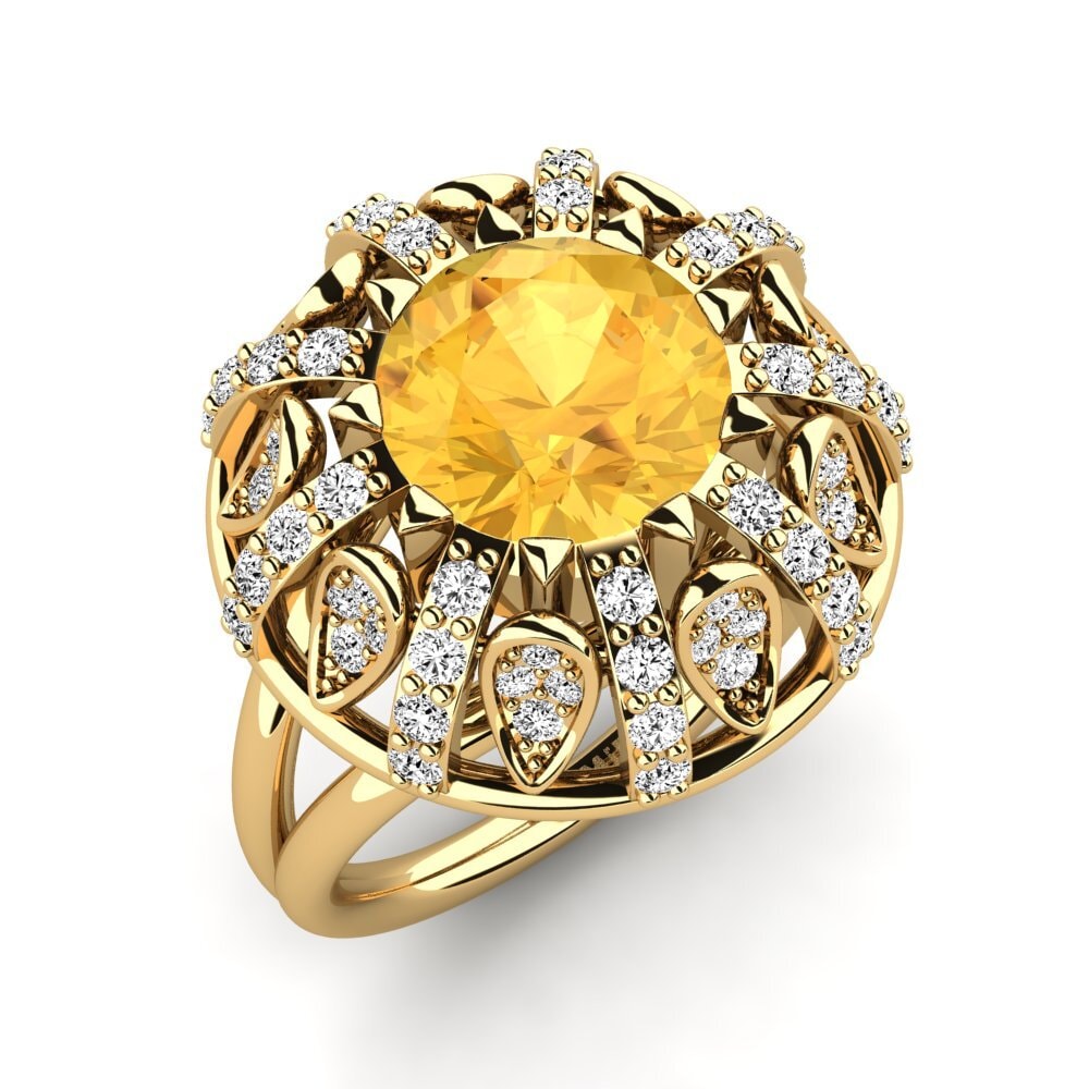 18k Oro Amarillo Citrino Anillo de compromiso Cindie