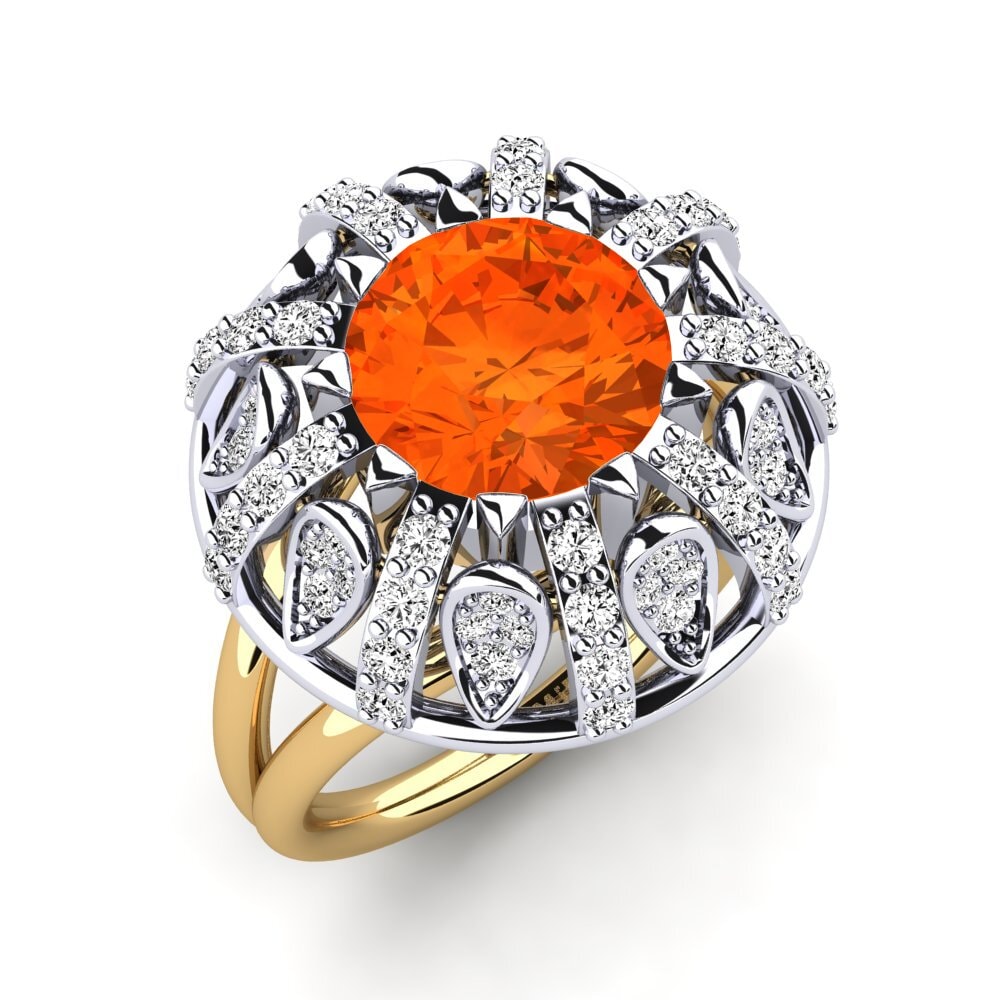 18ct White / Yellow Gold Fire-Opal Engagement Ring Cindie