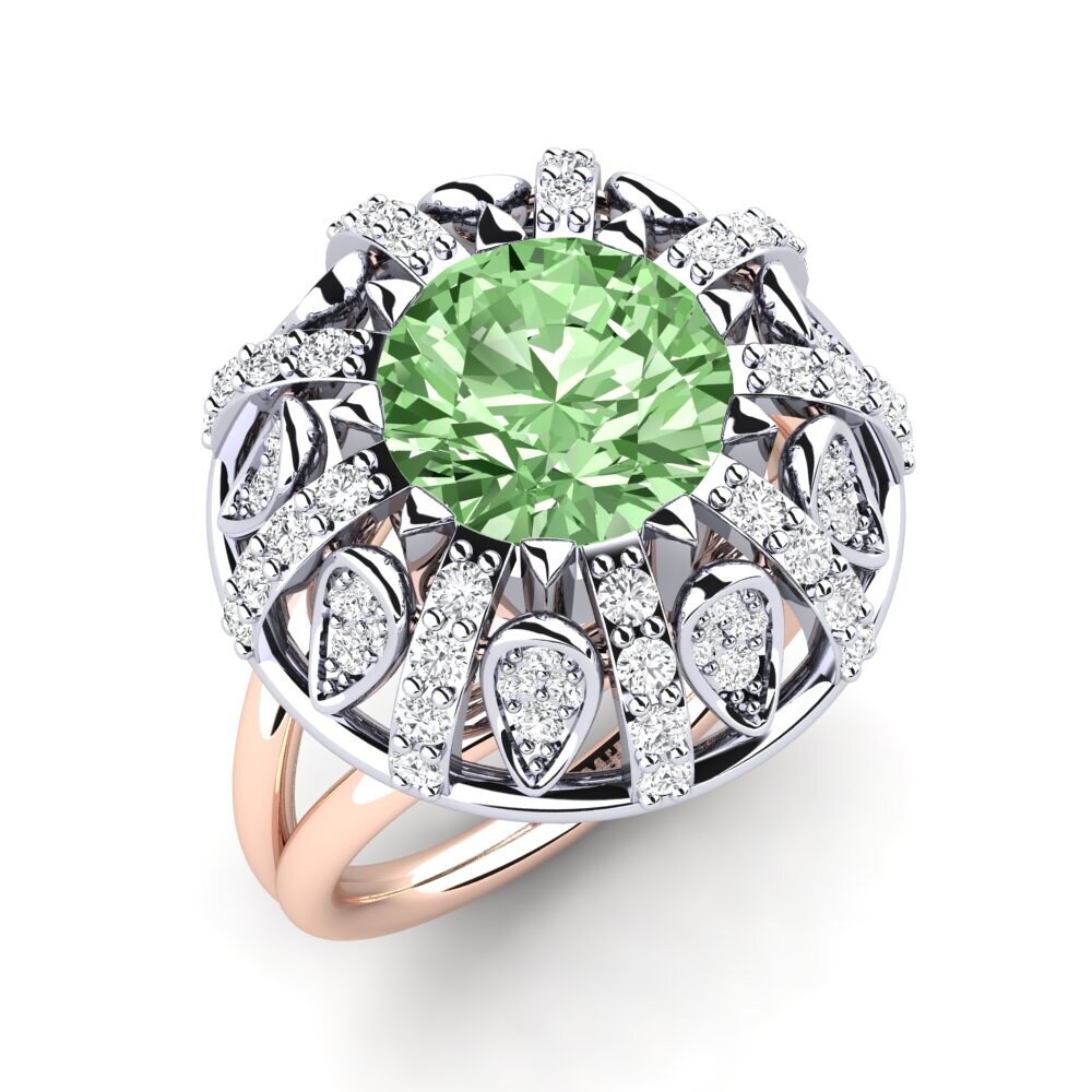 18ct White / Rose Gold Green Diamond Engagement Ring Cindie