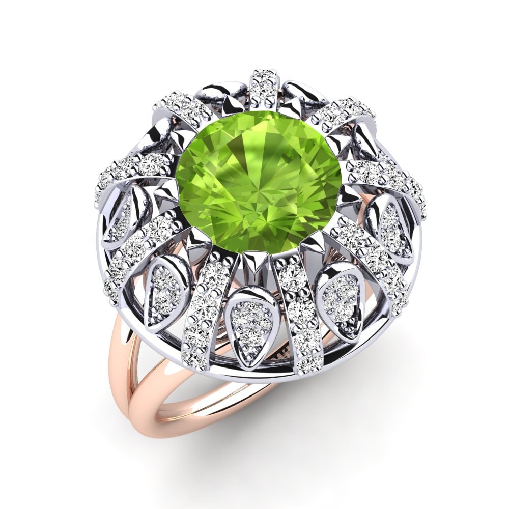18ct White / Rose Gold Peridot Engagement Ring Cindie