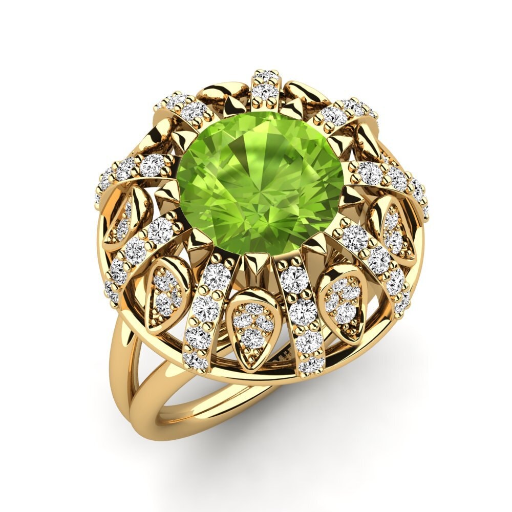 9k Oro Amarillo Peridoto Anillo de compromiso Cindie