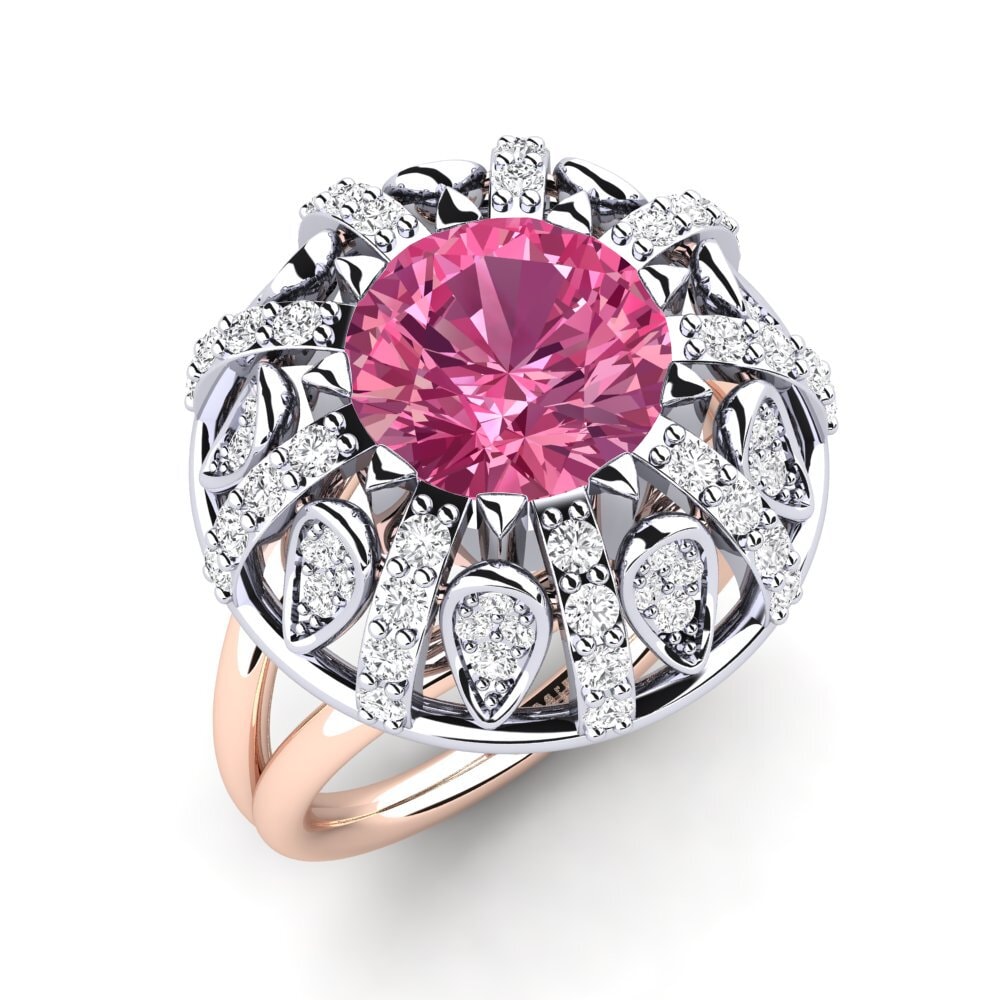 14ct White & Rose Gold Pink Tourmaline Engagement Ring Cindie