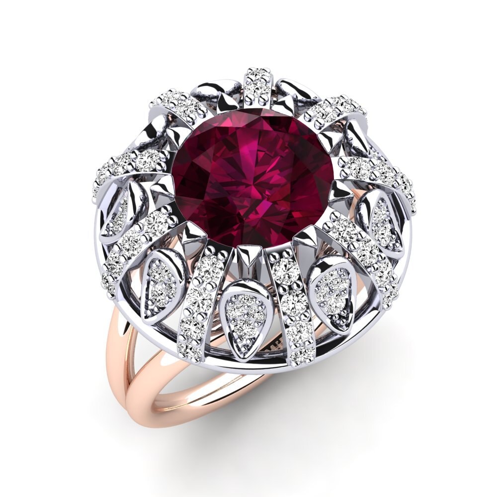18ct White / Rose Gold Rhodolite Garnet Engagement Ring Cindie