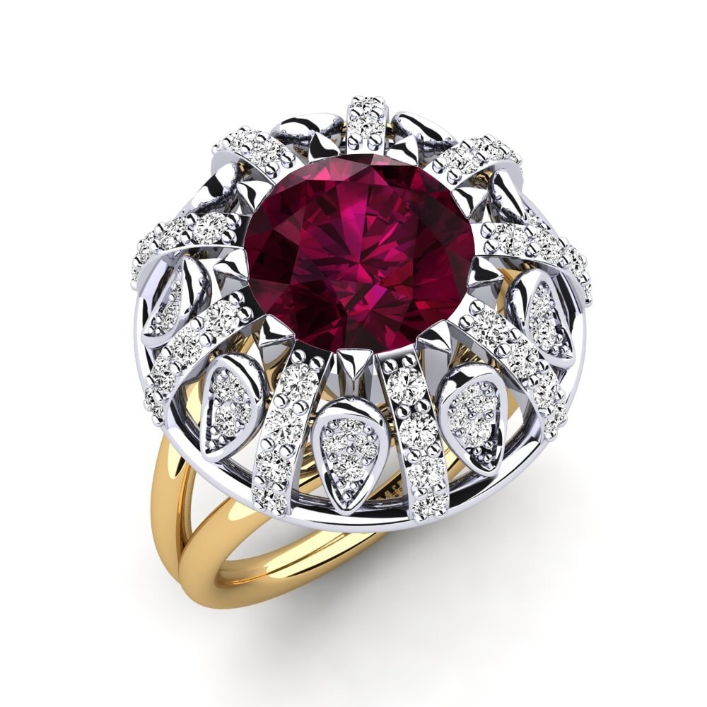 18ct White / Yellow Gold Rhodolite Garnet Engagement Ring Cindie