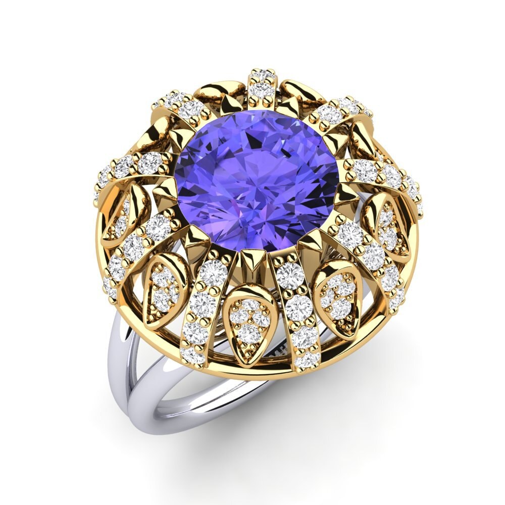 9k Oro Amarillo & Blanco Anillo de compromiso Cindie