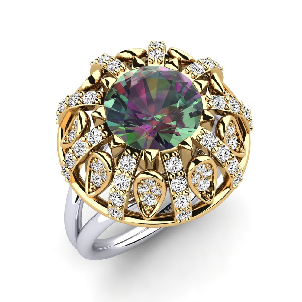 14K Geel & Wit Goud Mystic Topaas Verlovingsring Cindie