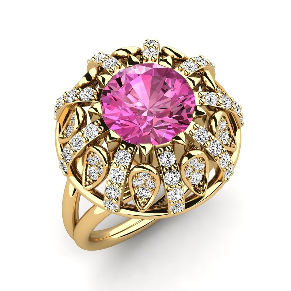 9k Oro Amarillo Topacio Rosa Anillo de compromiso Cindie