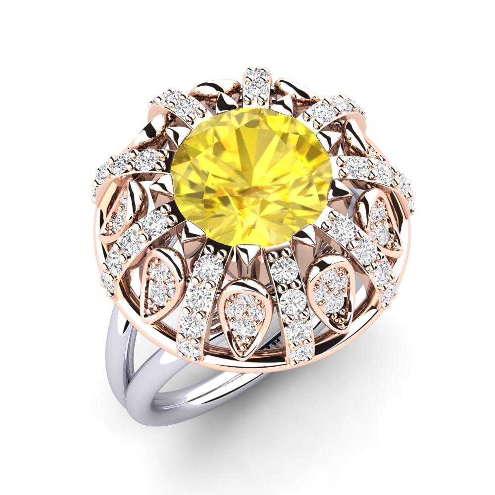 14k Rose & White Gold Yellow Sapphire Engagement Ring Cindie