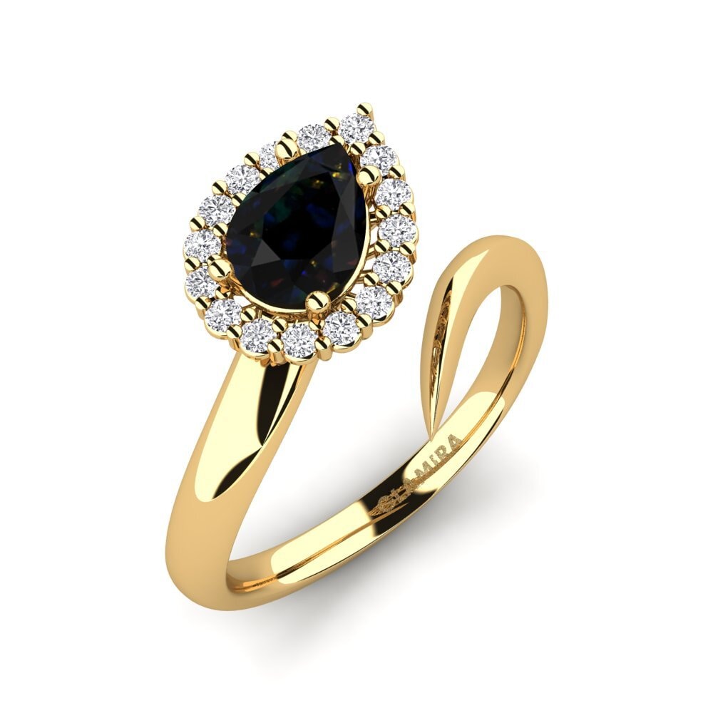 Black Opal Engagement Ring Jasminum