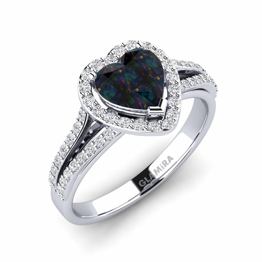 Black Opal Engagement Ring Lovelace