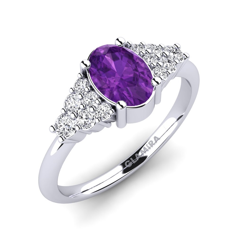 White Silver Amethyst Engagement Ring Nessaj
