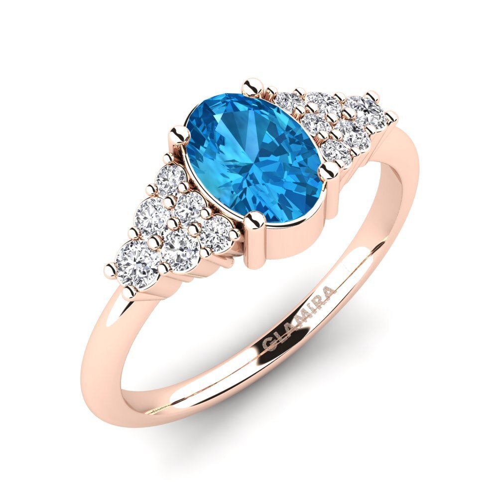 14ct Rose Gold Blue Topaz Engagement Ring Nessaj